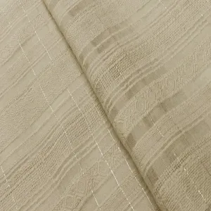1 3/4 YD PC-Natural Beige Plaid Stripe Sparkle Shirting Woven Fabric