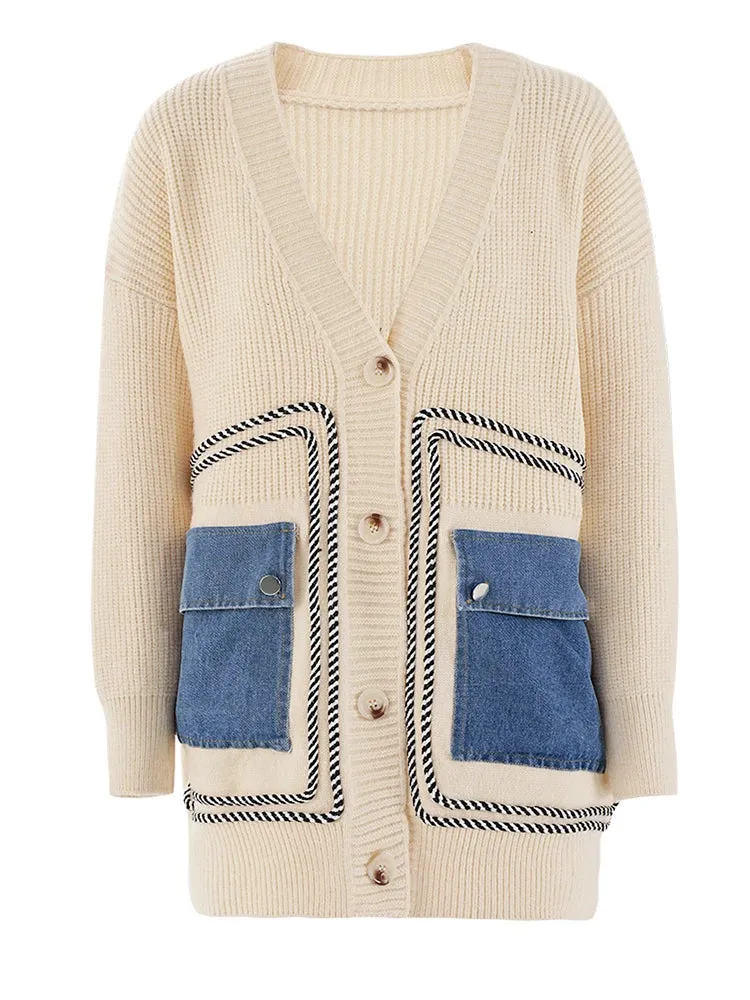Adriana Oversize Denim Pocket Cardigan