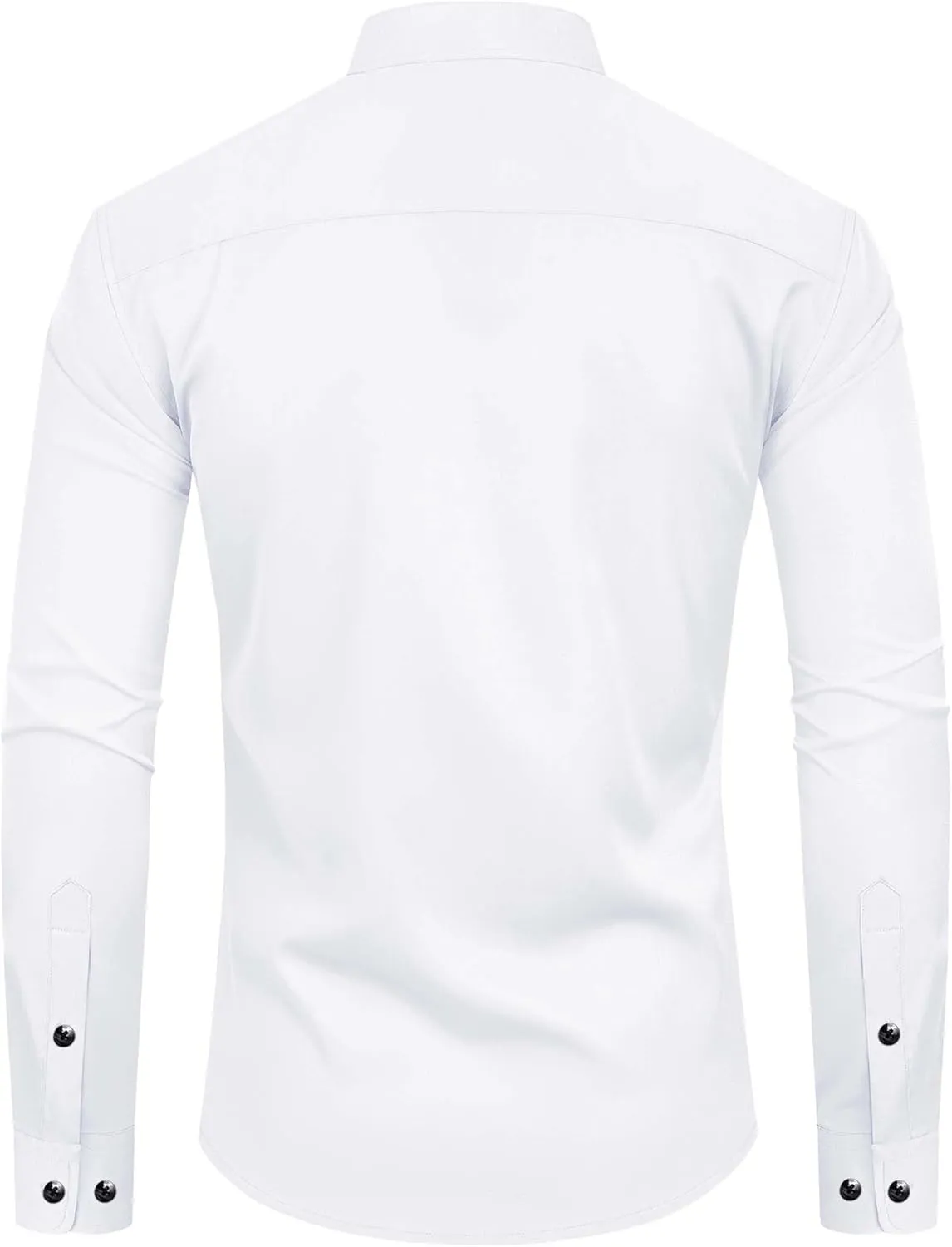 Alimens & Gentle Men's Banded Collar Dress Shirts Long Sleeve Mandarin Collar Button Down Shirt with Pocket