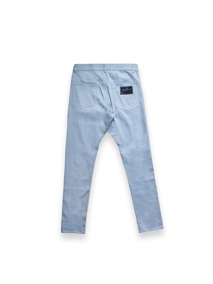 Baby Blue Jeans with Black Zips