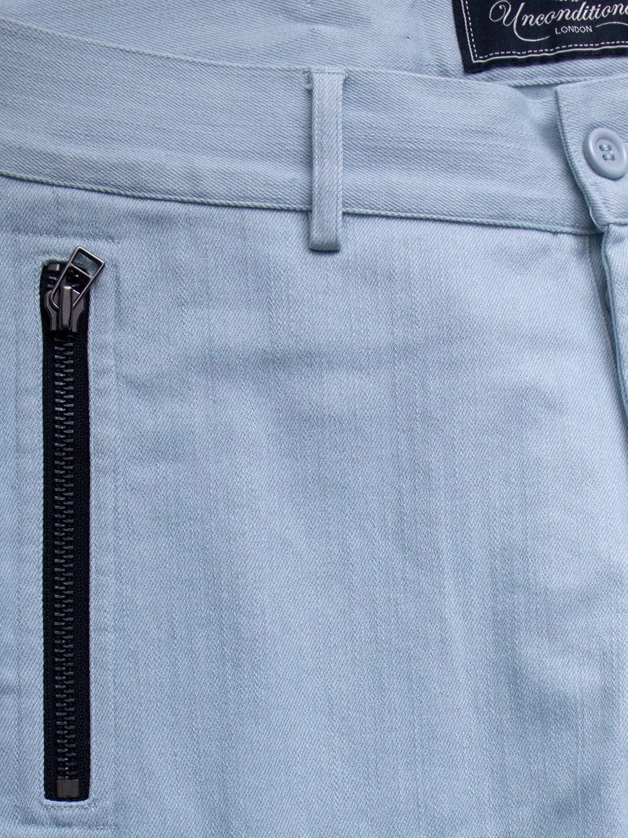 Baby Blue Jeans with Black Zips