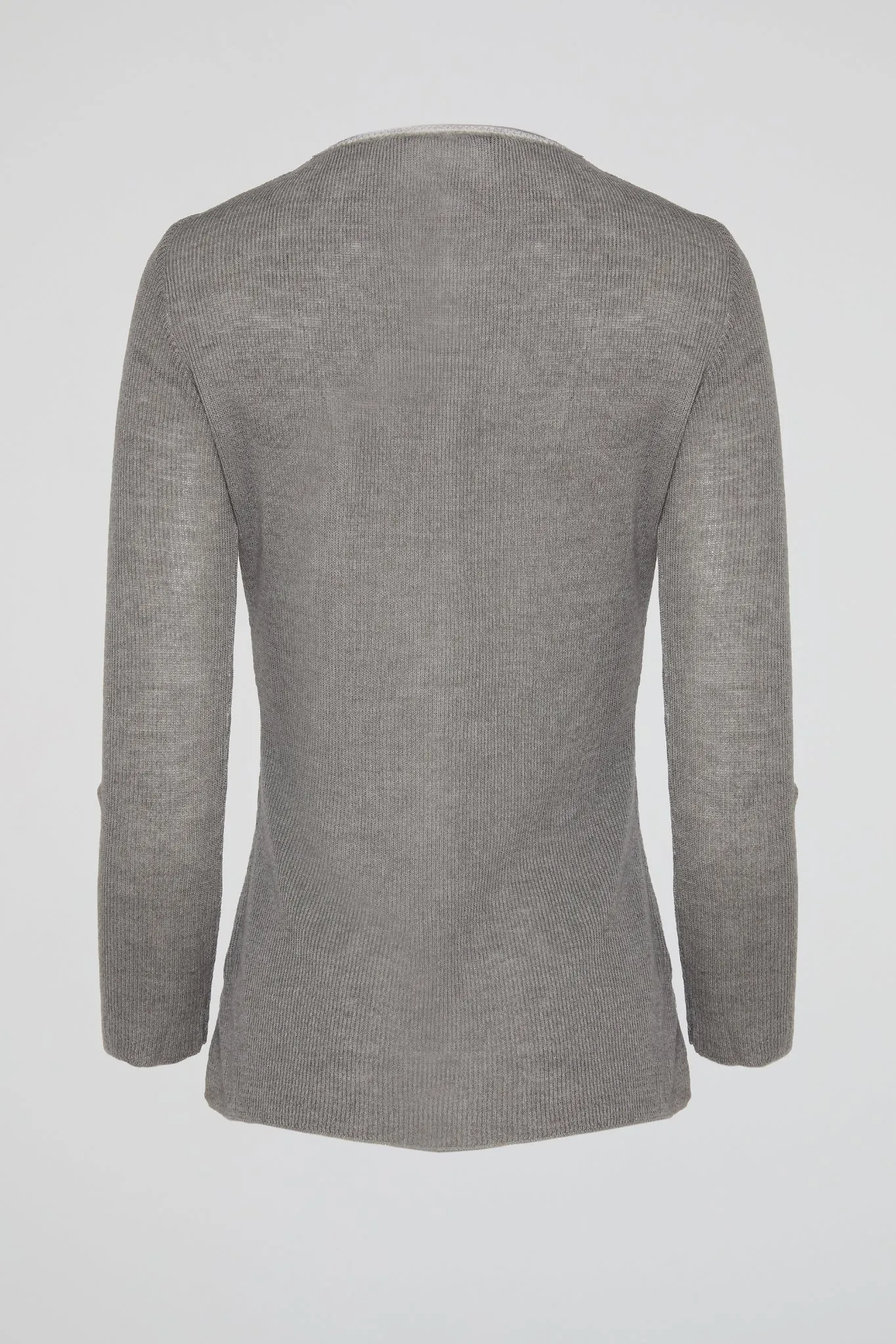 Beige V-Neck Knit Sweater