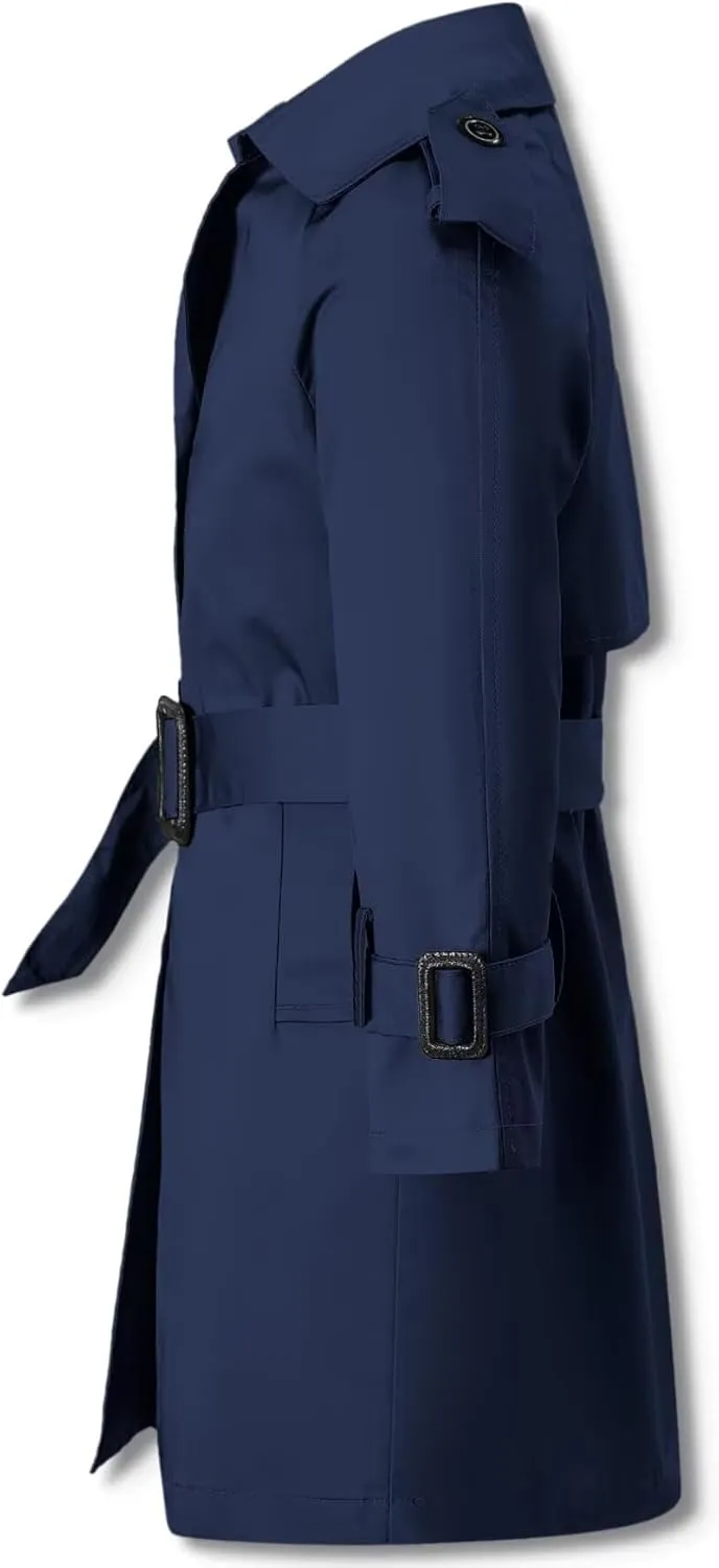 Betusline Boys Waterproof Trench Coat Double Breasted Classic Belted Outwear Jacket Dress Coats