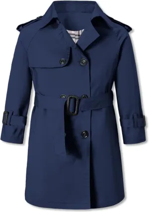 Betusline Boys Waterproof Trench Coat Double Breasted Classic Belted Outwear Jacket Dress Coats