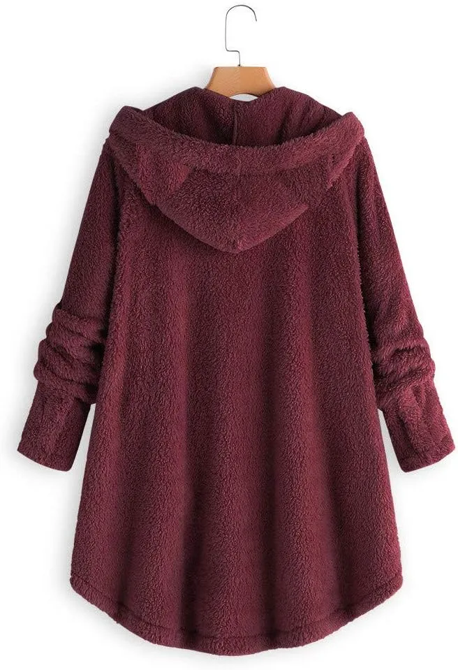 COTECRAM Winter Coats for Women 2023 Fashion Plus Size Sharpa Jacke Button Down Fleece Jacket Fuzzy Warm Hoodie Outwear