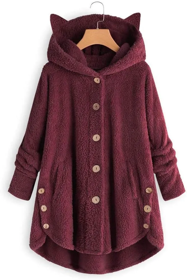 COTECRAM Winter Coats for Women 2023 Fashion Plus Size Sharpa Jacke Button Down Fleece Jacket Fuzzy Warm Hoodie Outwear
