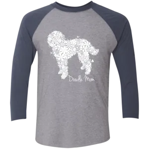 Doodle Flower Tri-Blend 3/4 Sleeve Baseball Raglan T-Shirt