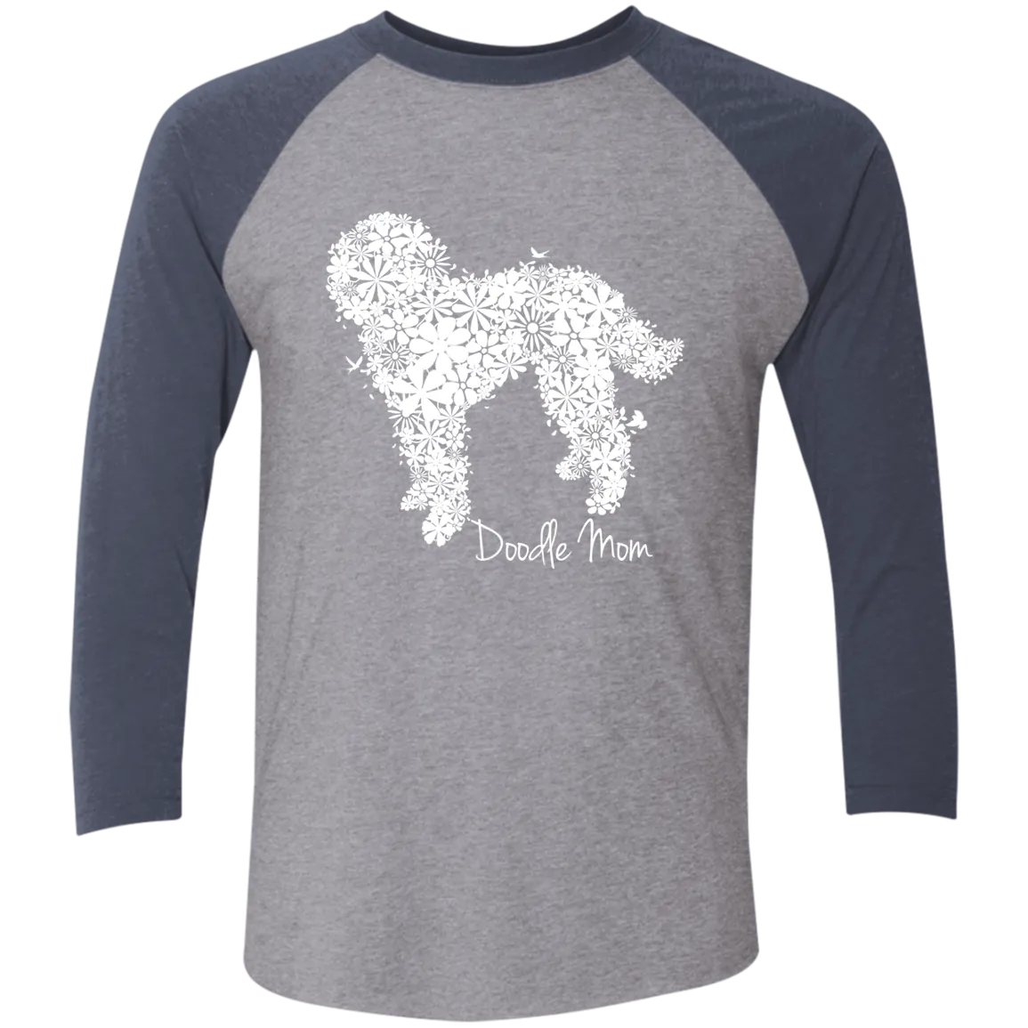 Doodle Flower Tri-Blend 3/4 Sleeve Baseball Raglan T-Shirt