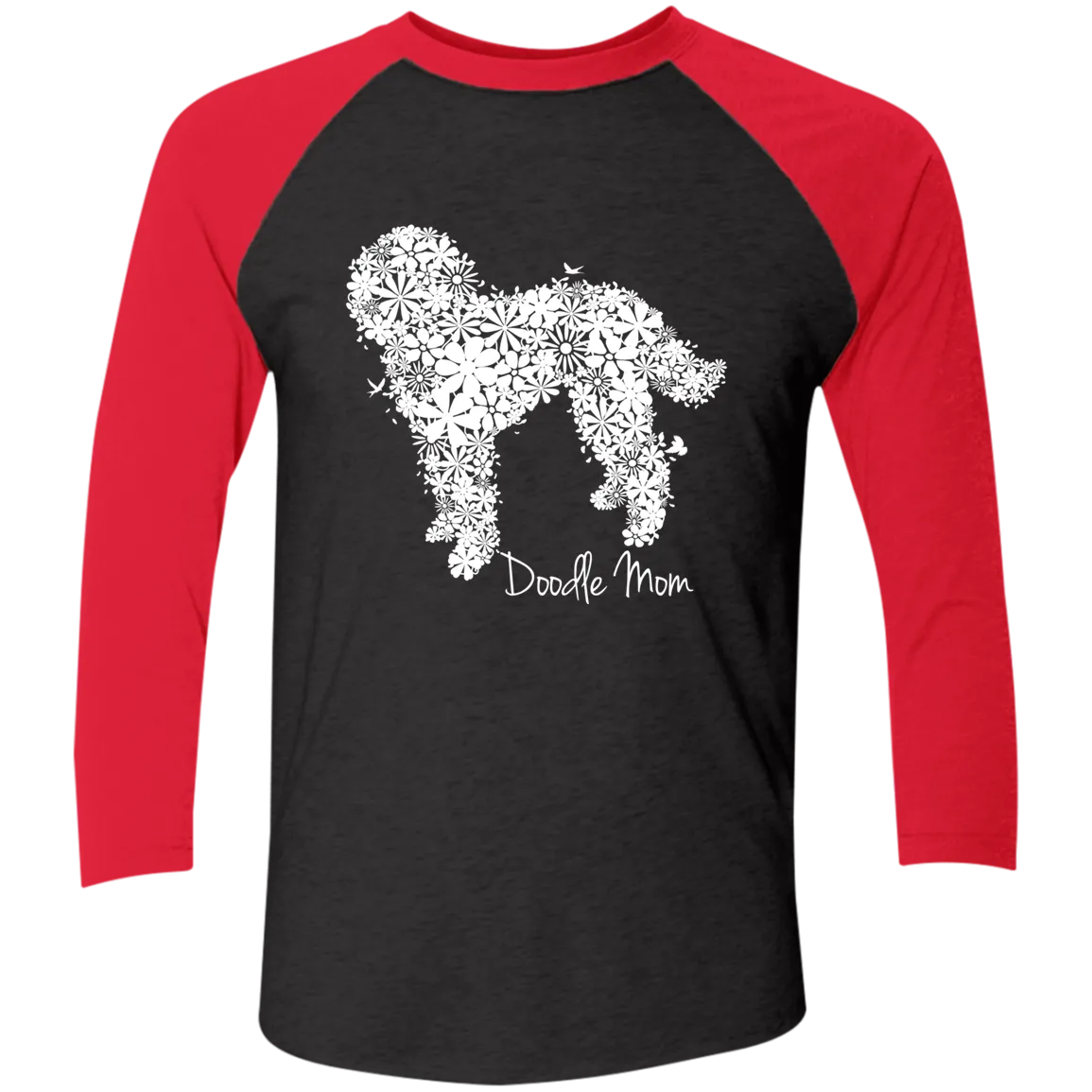 Doodle Flower Tri-Blend 3/4 Sleeve Baseball Raglan T-Shirt