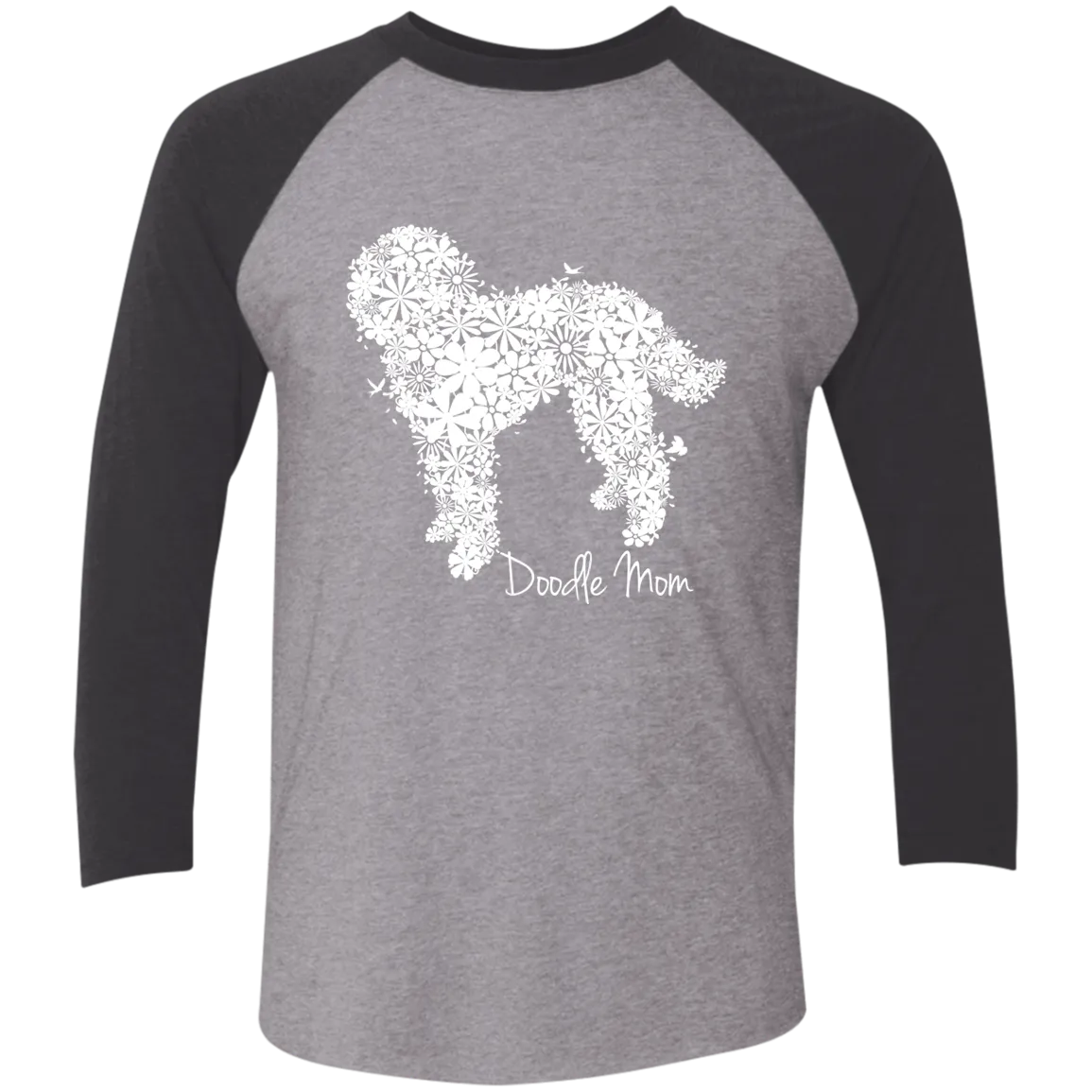 Doodle Flower Tri-Blend 3/4 Sleeve Baseball Raglan T-Shirt