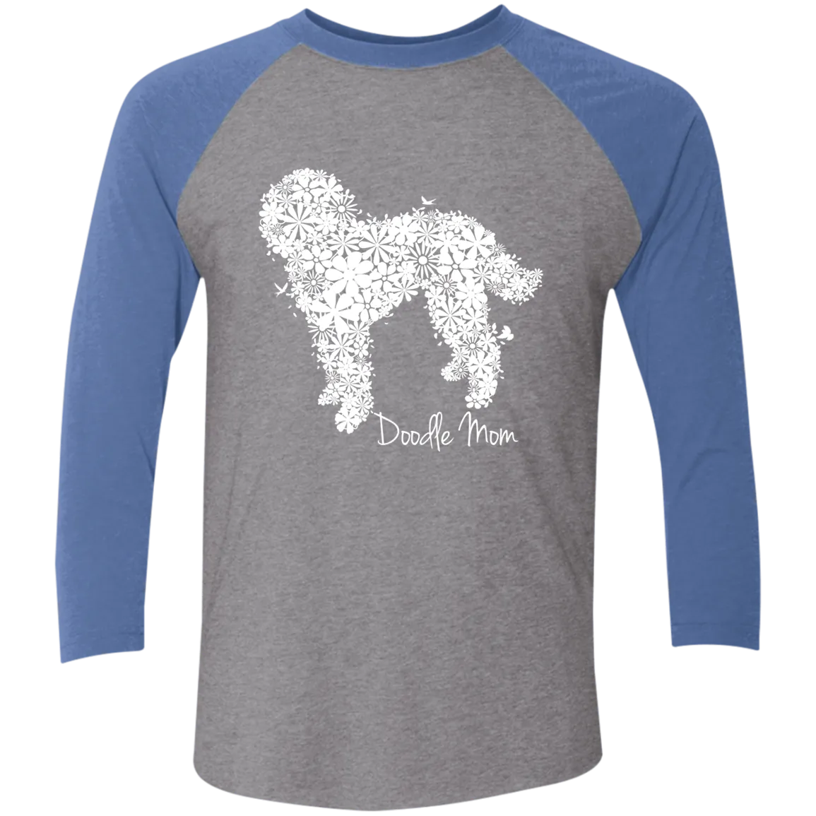 Doodle Flower Tri-Blend 3/4 Sleeve Baseball Raglan T-Shirt