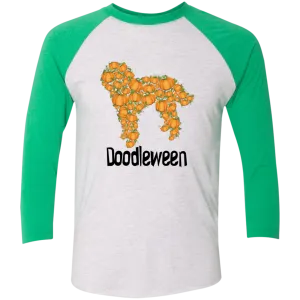 Doodle Halloween Pumpkin 3/4 Sleeve Baseball Raglan T-Shirt