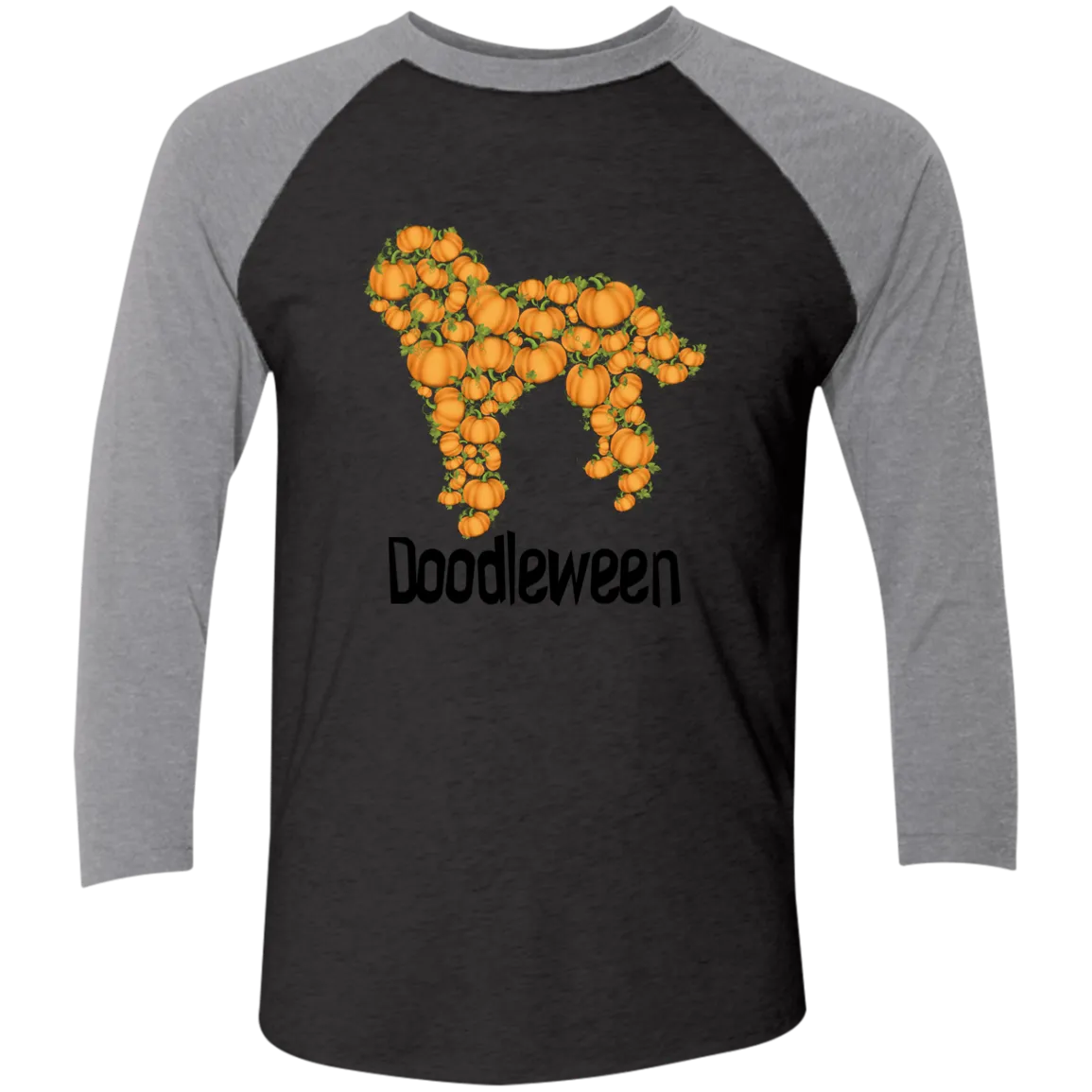 Doodle Halloween Pumpkin 3/4 Sleeve Baseball Raglan T-Shirt