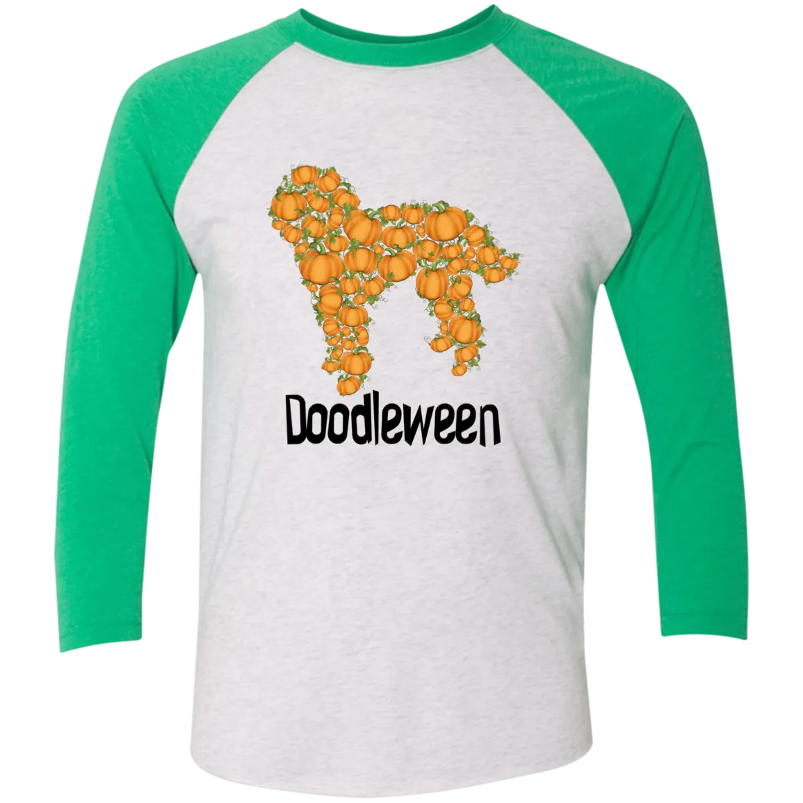 Doodle Halloween Pumpkin 3/4 Sleeve Baseball Raglan T-Shirt