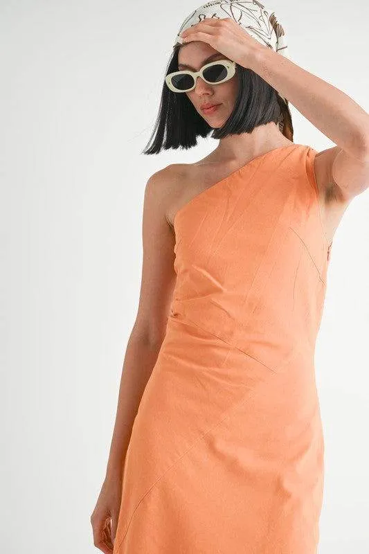 Emory Park One Shoulder Mid Linen Dress