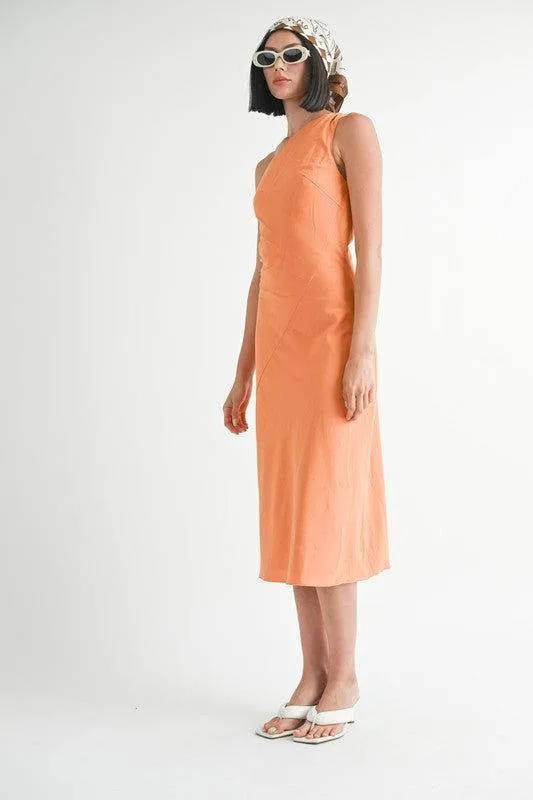Emory Park One Shoulder Mid Linen Dress