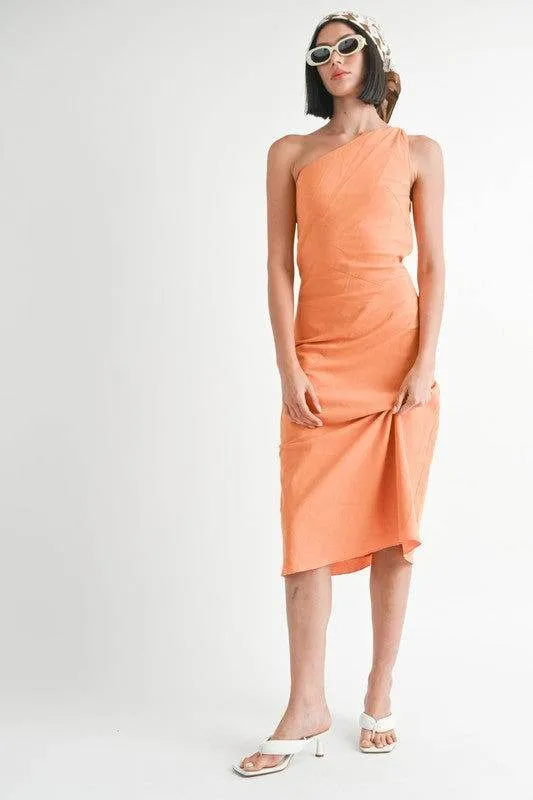 Emory Park One Shoulder Mid Linen Dress