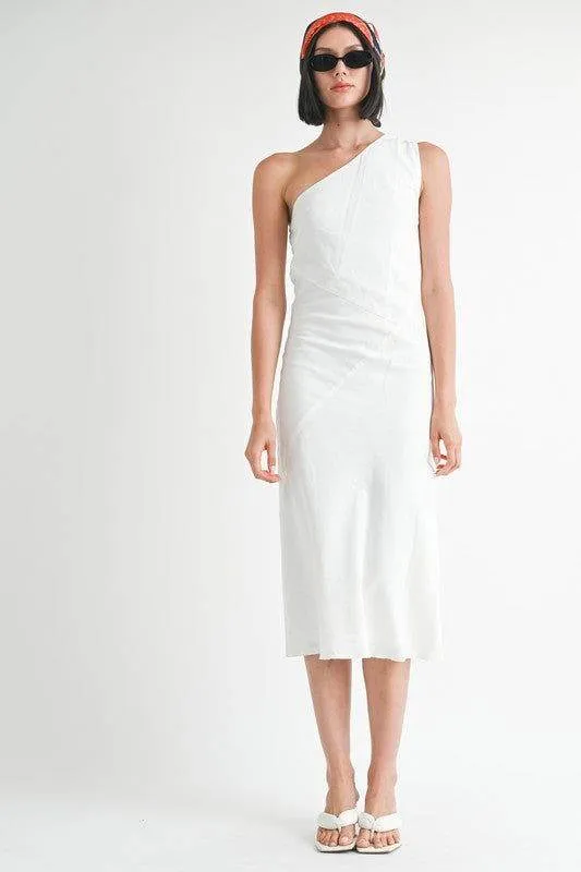 Emory Park One Shoulder Mid Linen Dress