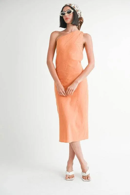 Emory Park One Shoulder Mid Linen Dress