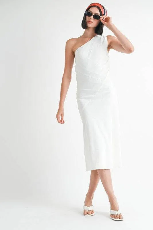 Emory Park One Shoulder Mid Linen Dress