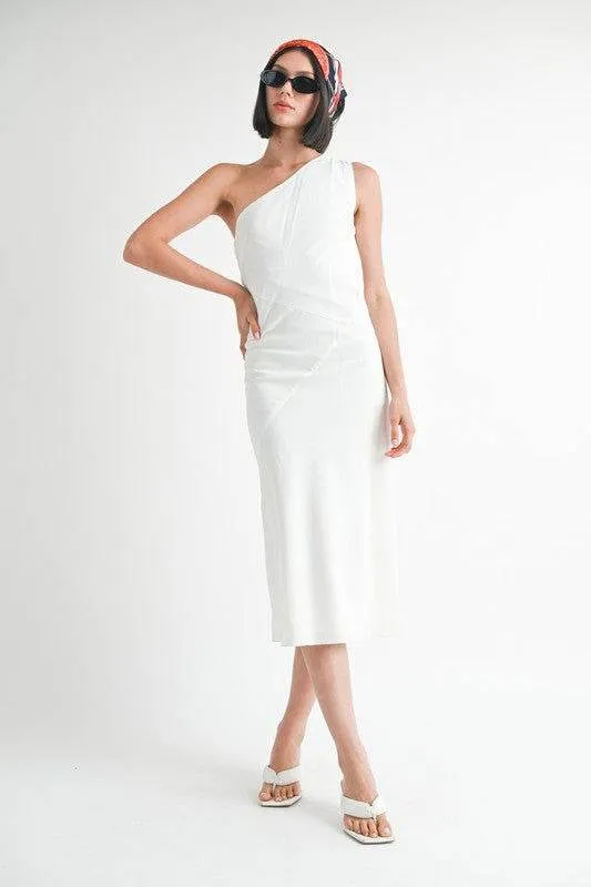 Emory Park One Shoulder Mid Linen Dress