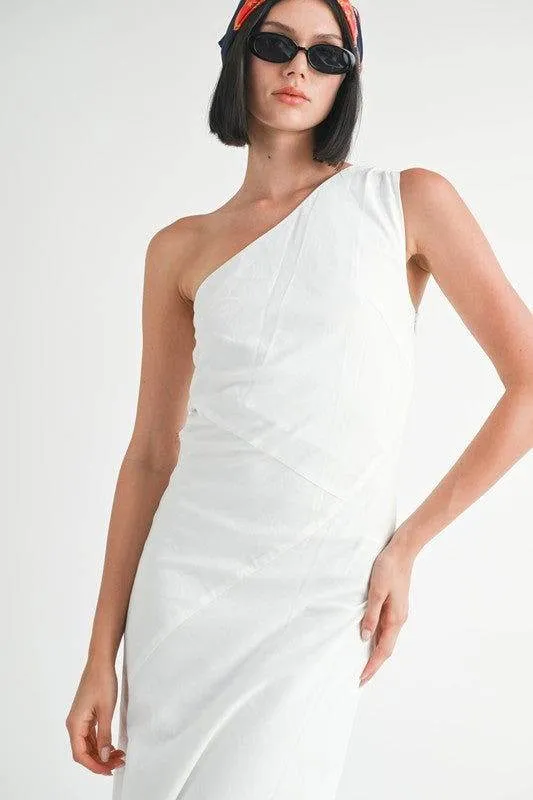 Emory Park One Shoulder Mid Linen Dress