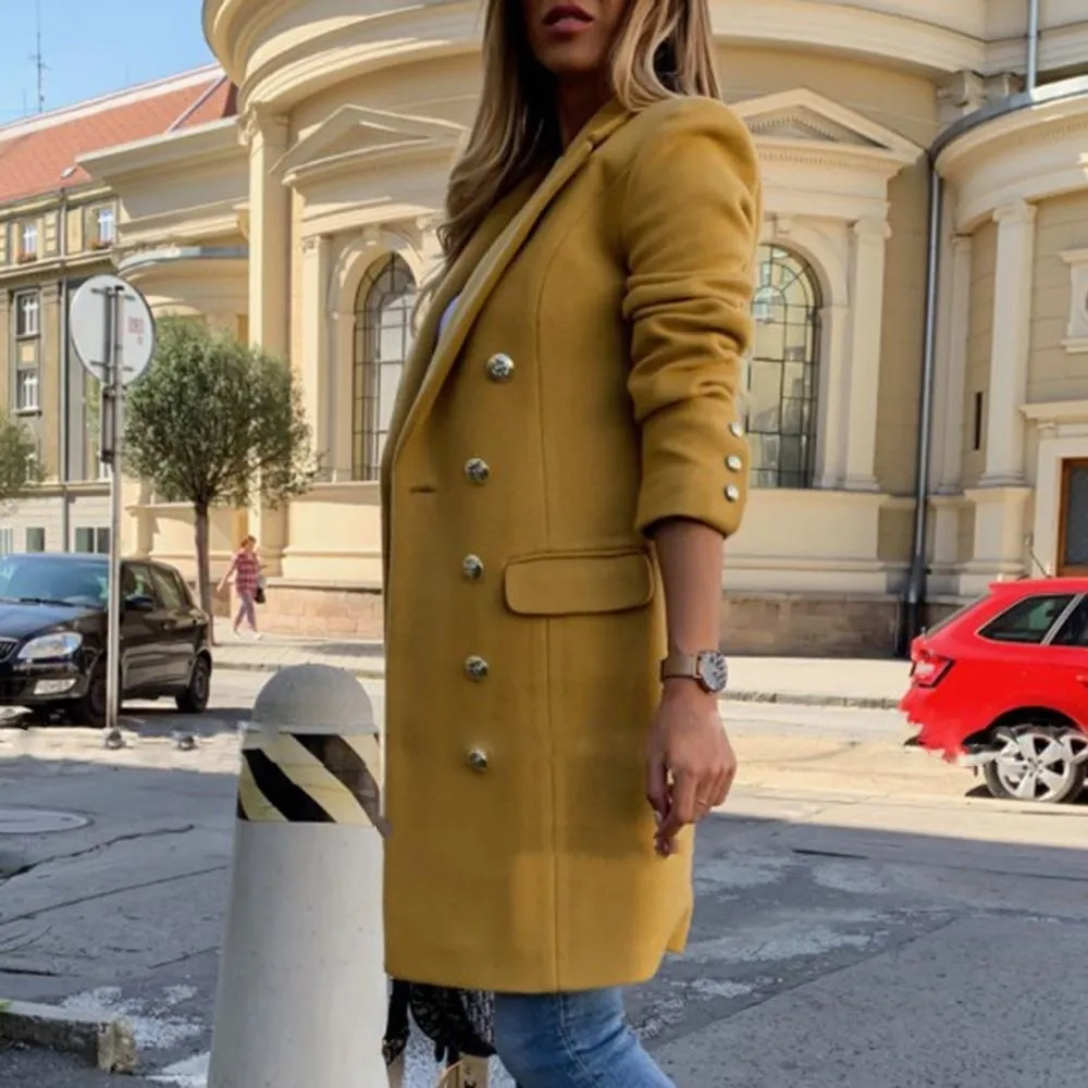 FashionSierra - Trench Notch Collar Double Breasted Vintage Coat