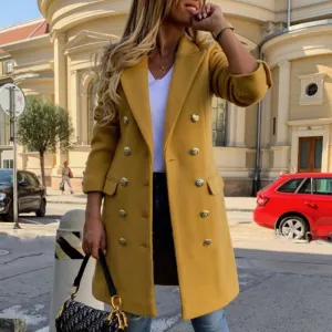 FashionSierra - Trench Notch Collar Double Breasted Vintage Coat