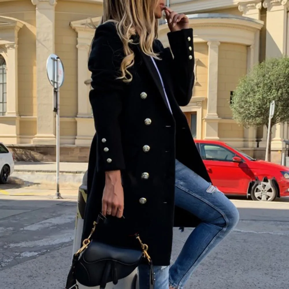 FashionSierra - Trench Notch Collar Double Breasted Vintage Coat