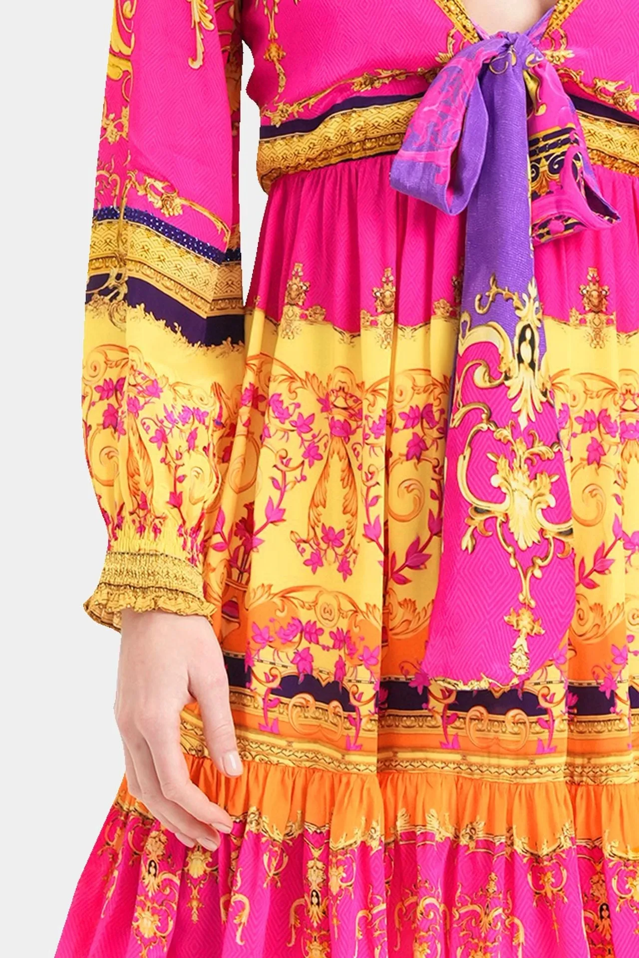 Front Knot Tiered Short Dress