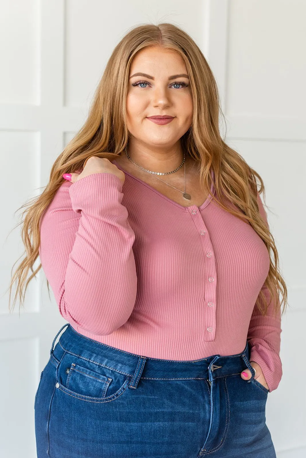 Get the Look Ribbed Bodysuit- Pink