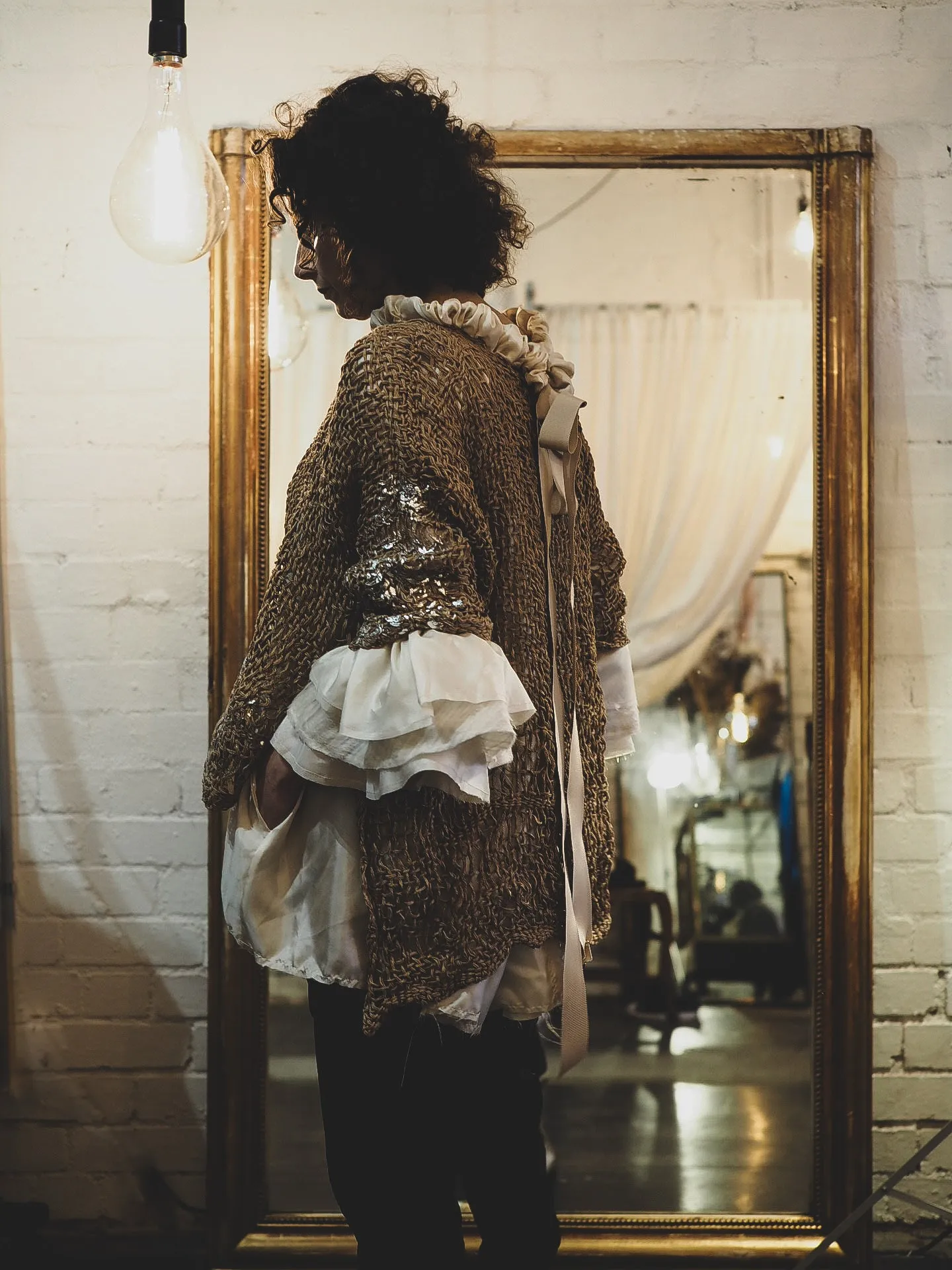 Hand loom tux top (Linen) foil print