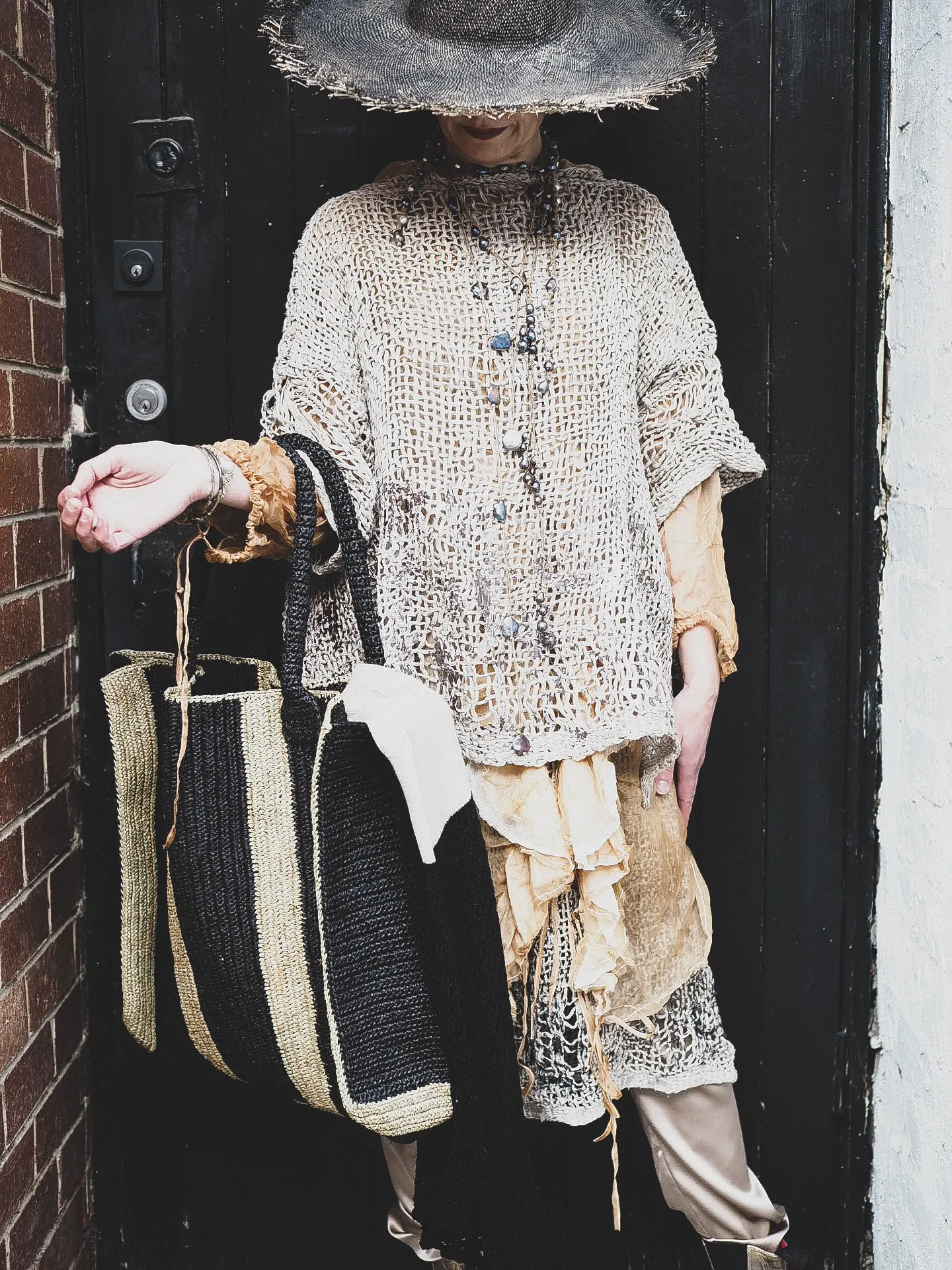 Hand loom tux top (Linen) foil print
