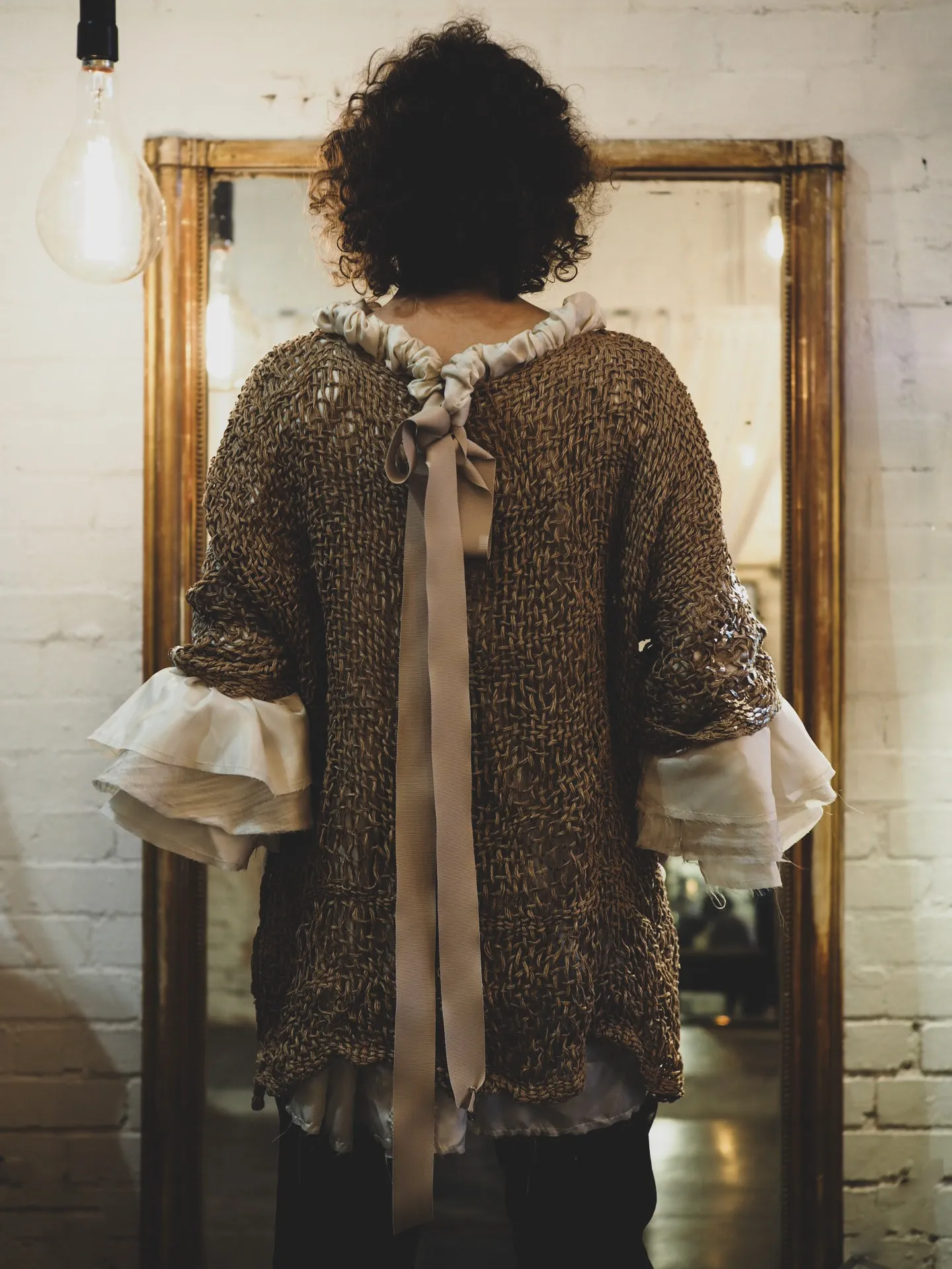 Hand loom tux top (Linen) foil print