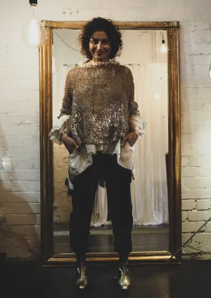 Hand loom tux top (Linen) foil print