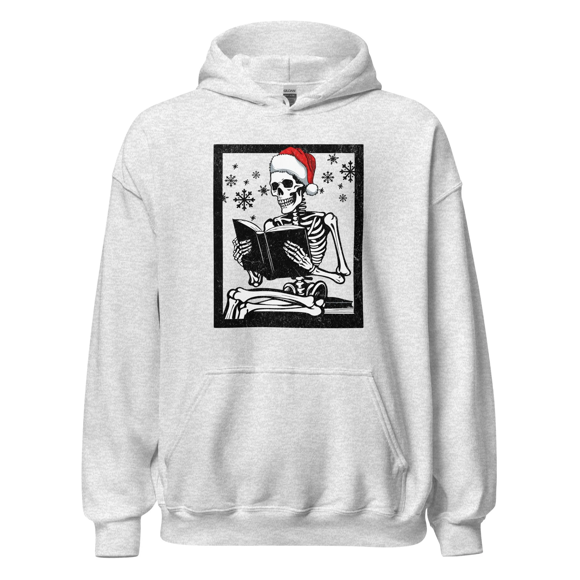 holiday reading skeleton hoodie