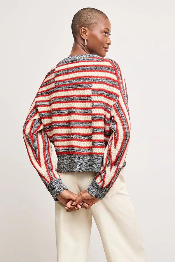 Leila Slouchy Sweater - Multi Knit :: Sunset Stripe