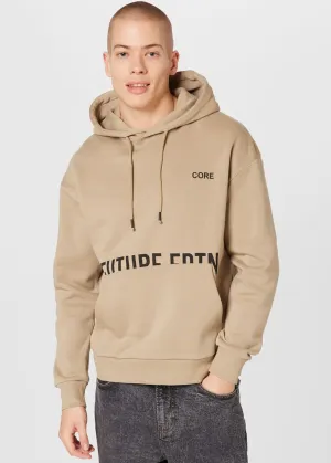 Men's Printed Hoodie,Light Beige
