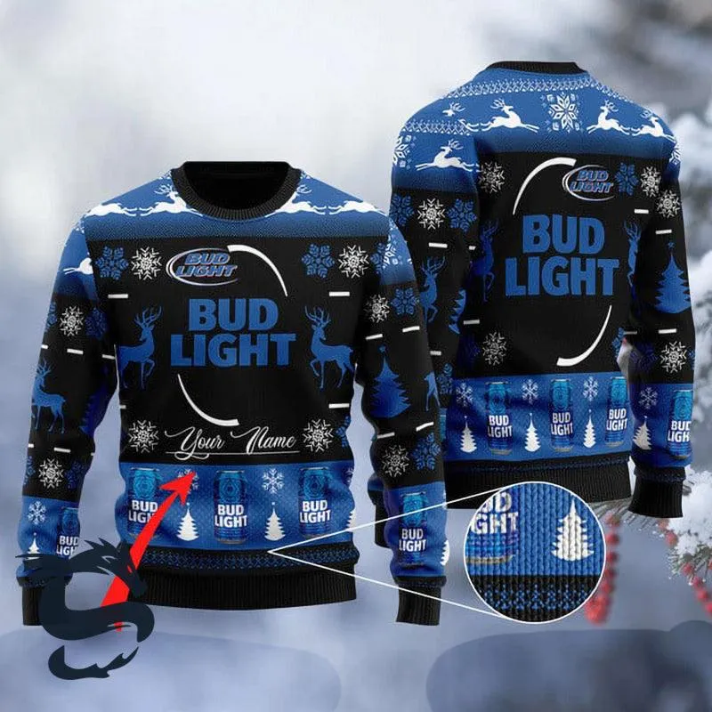 Personalized Black Bud Light Ugly Sweater