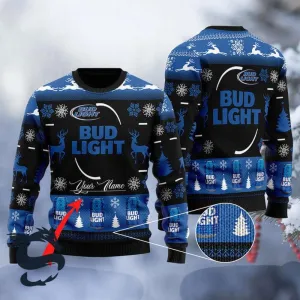 Personalized Black Bud Light Ugly Sweater