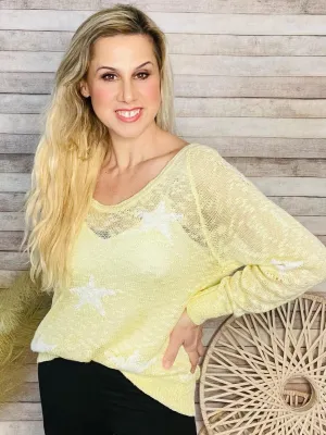 Star Knit Yellow White Sweater