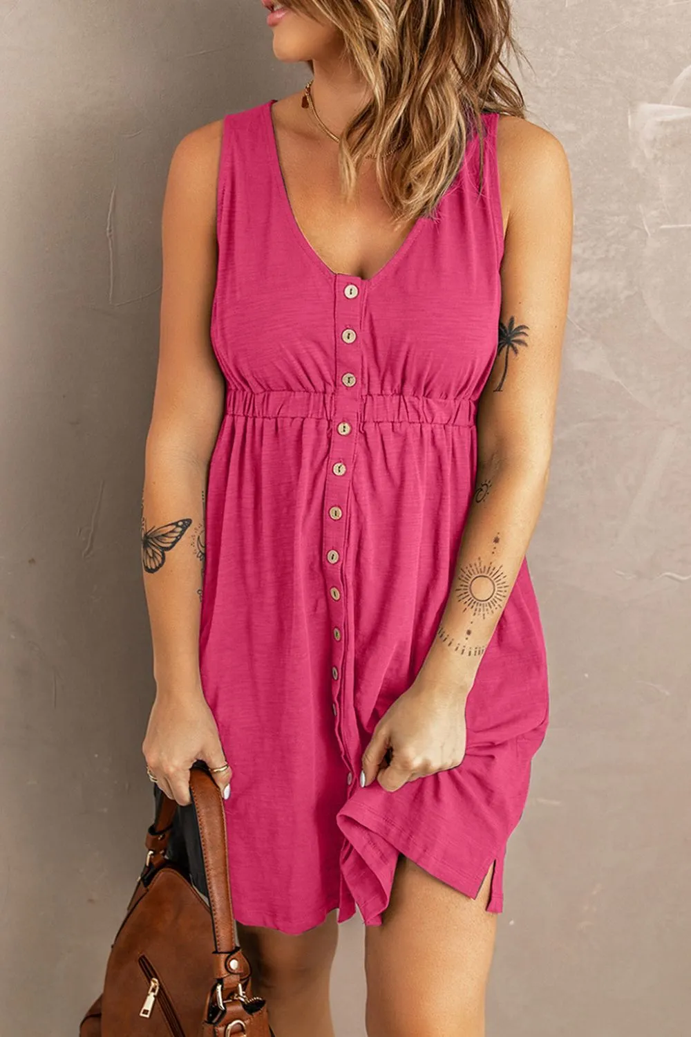 TastyHottie - Sleeveless Button Down Mini Magic Dress