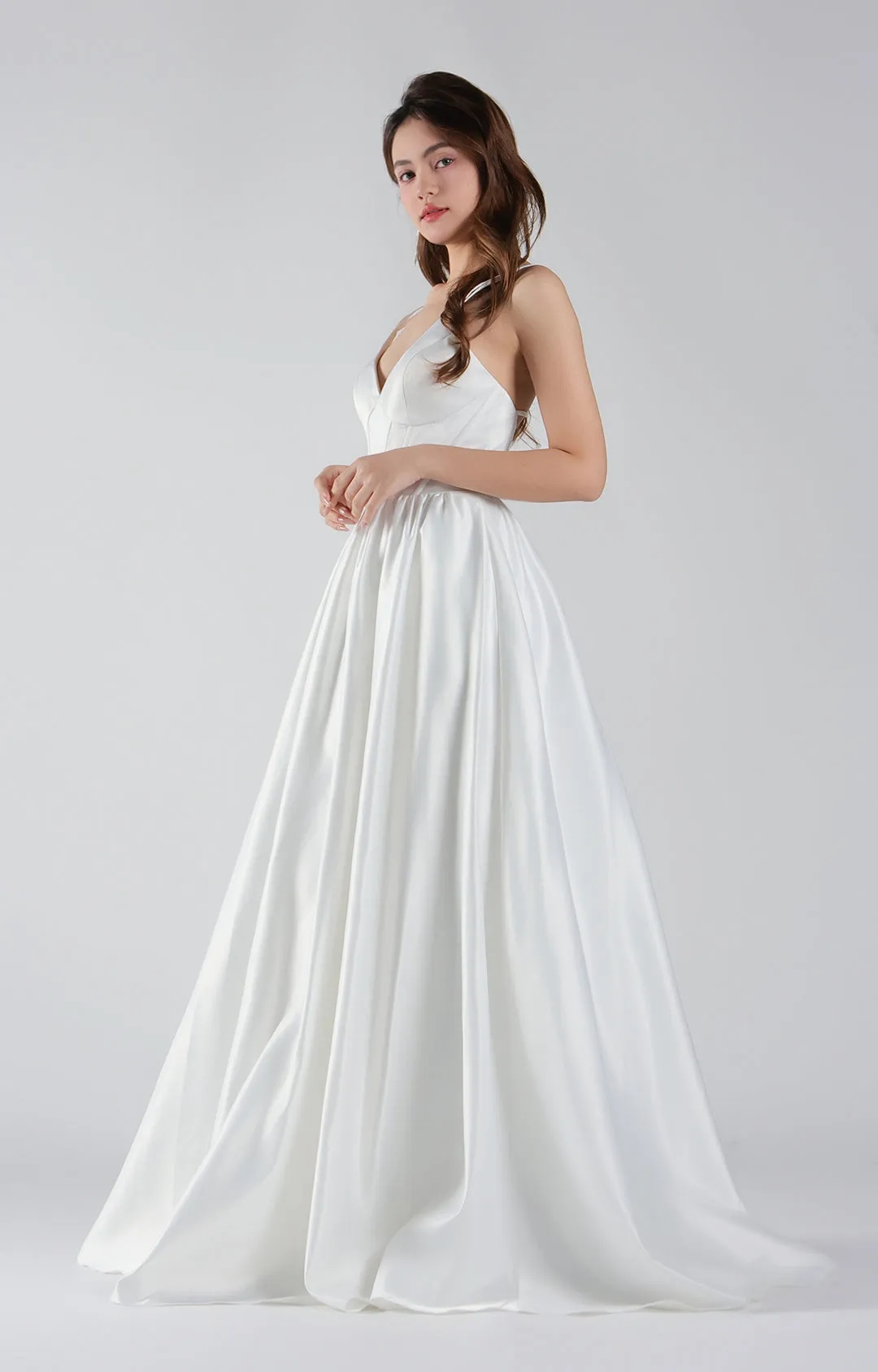 V-Neck Cross Adjustable Straps Bodice A-Line Dresses