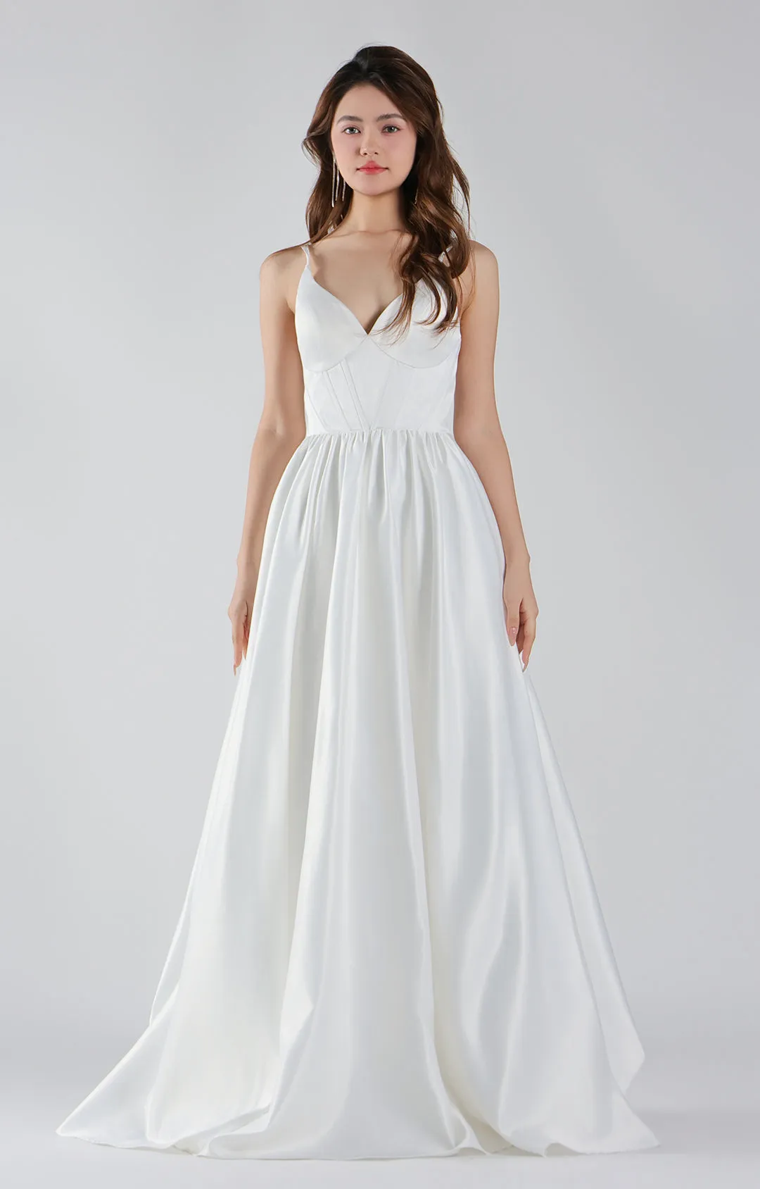 V-Neck Cross Adjustable Straps Bodice A-Line Dresses