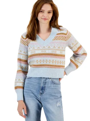 Women's Printed Sweater,Light Blue